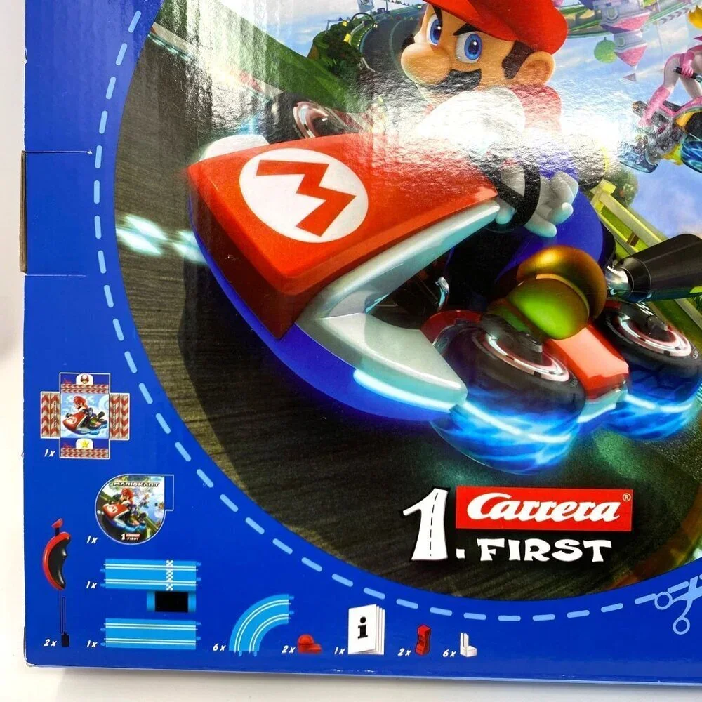 Carrera First Mario Kart Racing Set Featuring Mario and Peach Super Mario